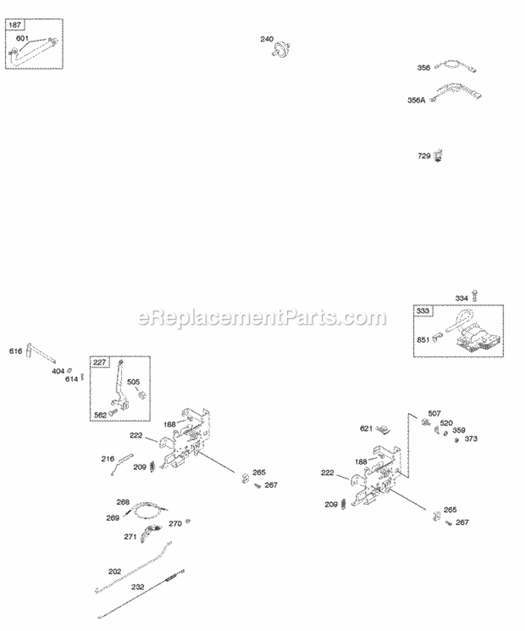 Controls Diagram and Parts List for 218807-0112-E1  Briggs and Stratton Engine